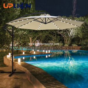 Uplion 10FT LED Umbrella Patio Cantilever Garden Sun Umbrella Outdoor Parasol