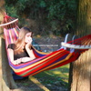 Uplion Portable Macrame Outdoor& Indoor Hammock Swing Chair Wood Strip Camping Hammocks