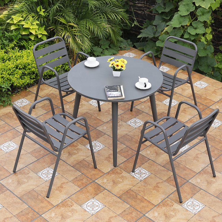 Outdoor patio steel table and chair set to decorate your garden and terrace