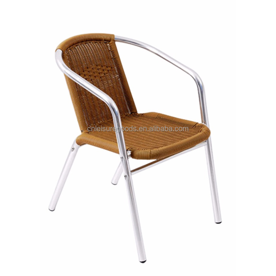 Uplion Aluminum Indoor-outdoor Rattan Coffee Bistro Chair Restaurant Patio Stackable Dining Chair