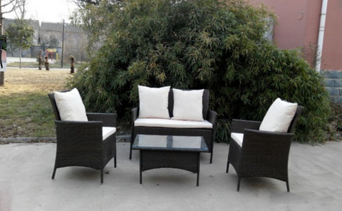 Conjunto de m&oacute;veis para p&aacute;tio Uplion, 4 pe&ccedil;as de vime para conversa ao ar livre, mesa e cadeira de vime para p&aacute;tio, conjunto de sof&aacute; de jardim.