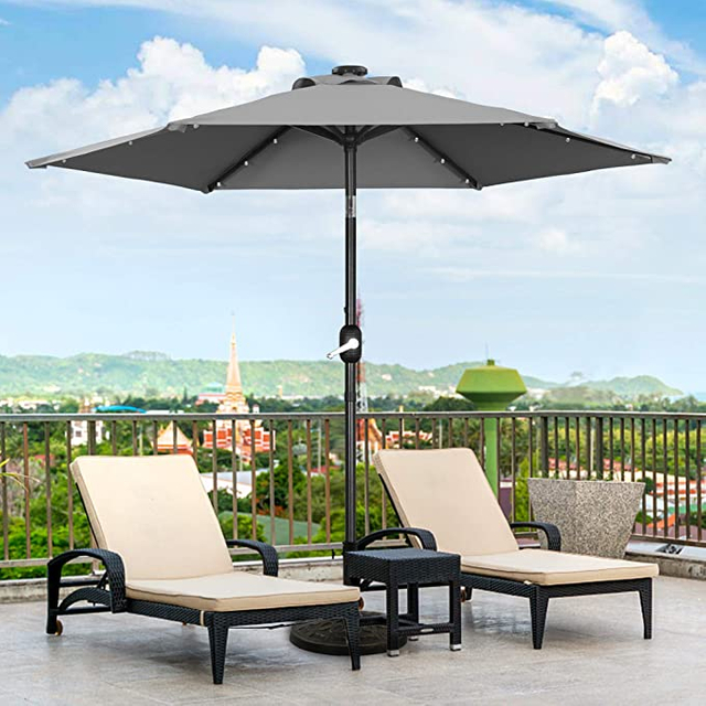 Uplion Sombrilla para Patio con Panel Solar de 2,7 M, Sombrilla Impermeable para jard&iacute;n, Restaurante, Exterior