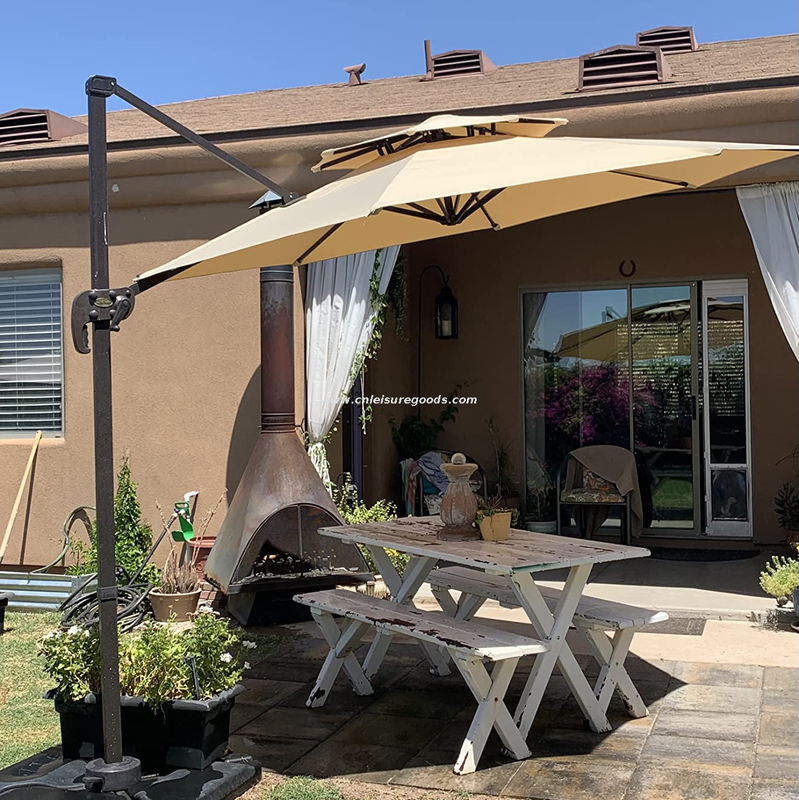 Uplion Outdoor Aluminium Roma Umbrella Double Layer Cantilever Parasol Garden Restaurant Umbrella