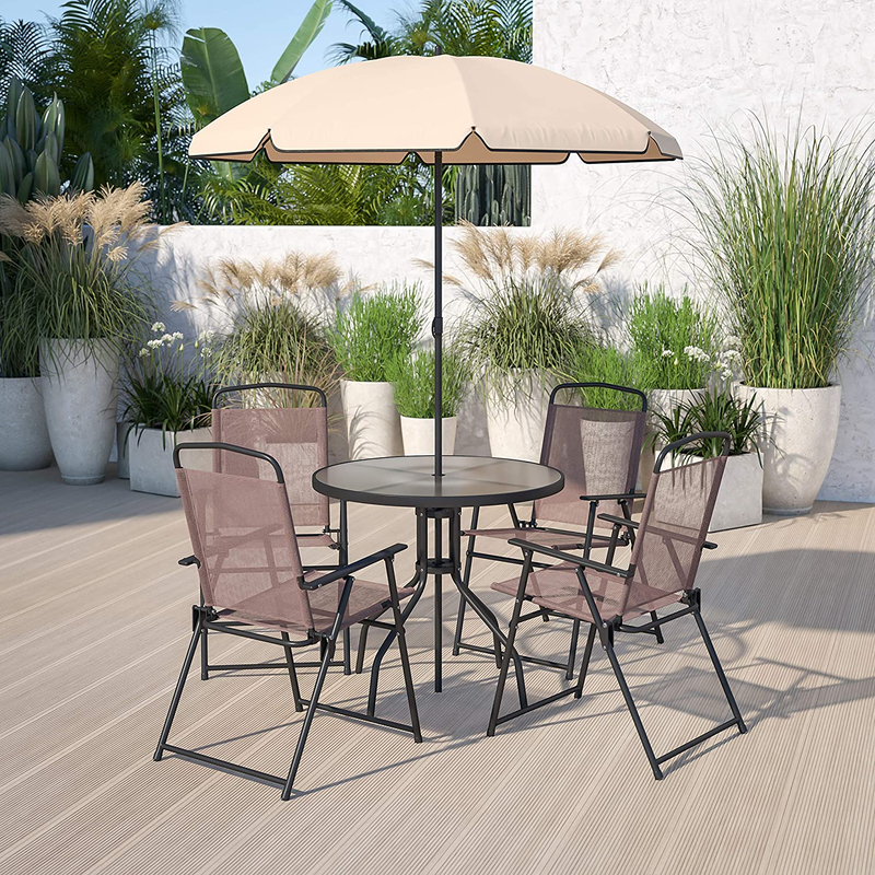 Uplion Outdoor furniture 4pcs garden table and chair set with umbrella patio dining set