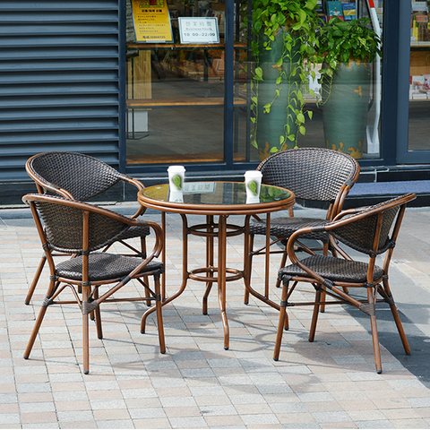 Плетеный стул Uplion Garden для внутреннего и наружного использования, стулья с подлокотниками, бамбуковый вид, ротанг, кофейный стул для бистро