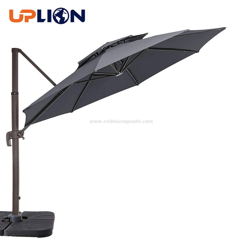 Uplion Aluminum Round Deluxe Roma Offset Umbrella Outdoor Hanging Umbrella Cantilever Patio Parasol Umbrella