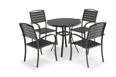 Uplion manufacturer popular round table and four chairs garden bistro bar plastic wood dining furniture set