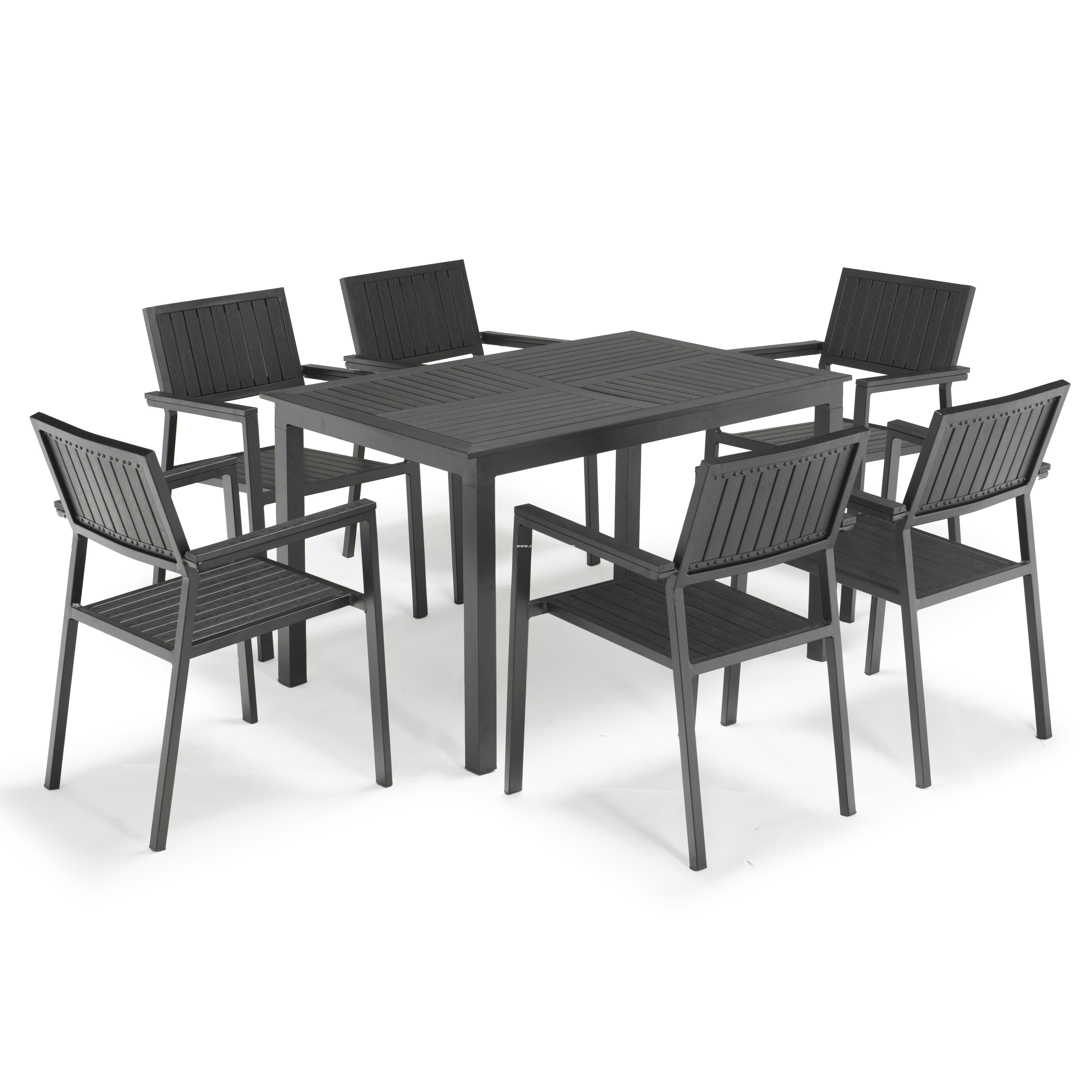 Uplion Outdoor Waterproof Plastic Wood Dining Chair With Armrest