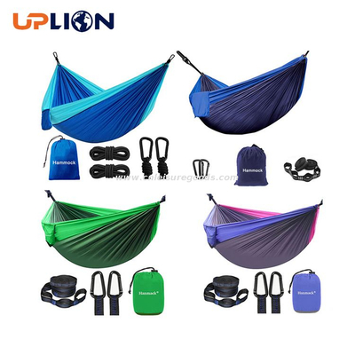 Uplion Portable Nylon Parachute Hammock With 2 Tree Straps Carabiners Backpacking Hiking Yard Garden Travel Light Weight Hammock