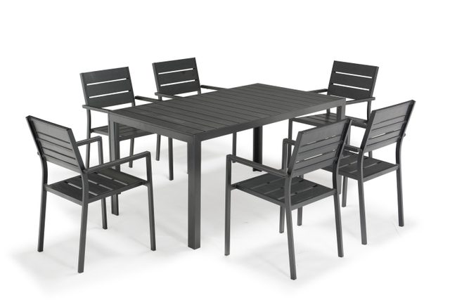 Uplion Outdoor wholesale garden synthetic plastic wood furniture dining table and chair set