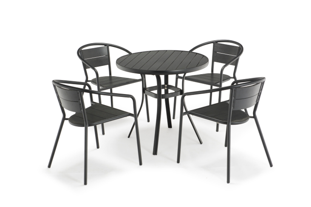Uplion coffee shop bistro bar tea shop metal frame plastic wood dining table and chair furniture set