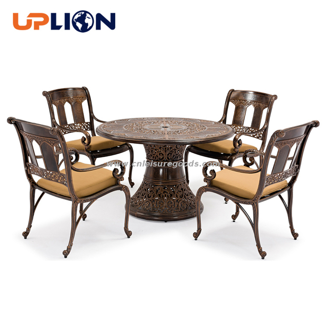 Uplion Disassembly Structure Outdoor Cast Aluminum Furniture Set Rosewood Garden Villa Patio Tables And Chairs