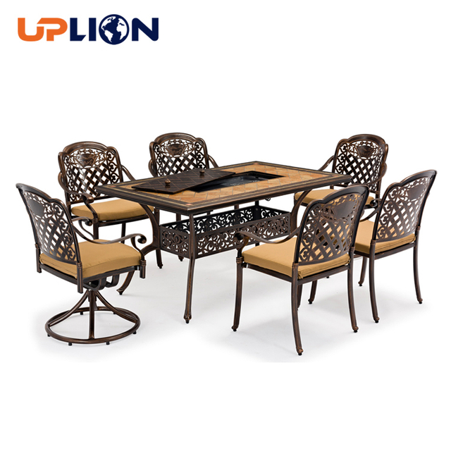 Uplion Cast Aluminum Side Table, Bronze Finished Outdoor Fashionable Patio Courtyard Table