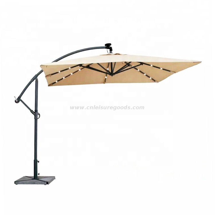 Outdoor Deluxe Premium Furniture Square Solar LED Light Patio Umbrella Parasol Garden Solar LED Light Umbrella