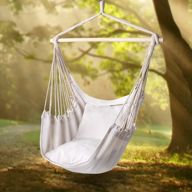 Uplion 실내 야외 해먹 의자 코튼 로프 짠 휴대용 Macrame 교수형 해먹 스윙 의자