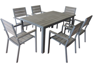 Uplion Plastic Composite Wood Garden Dining Furniture set