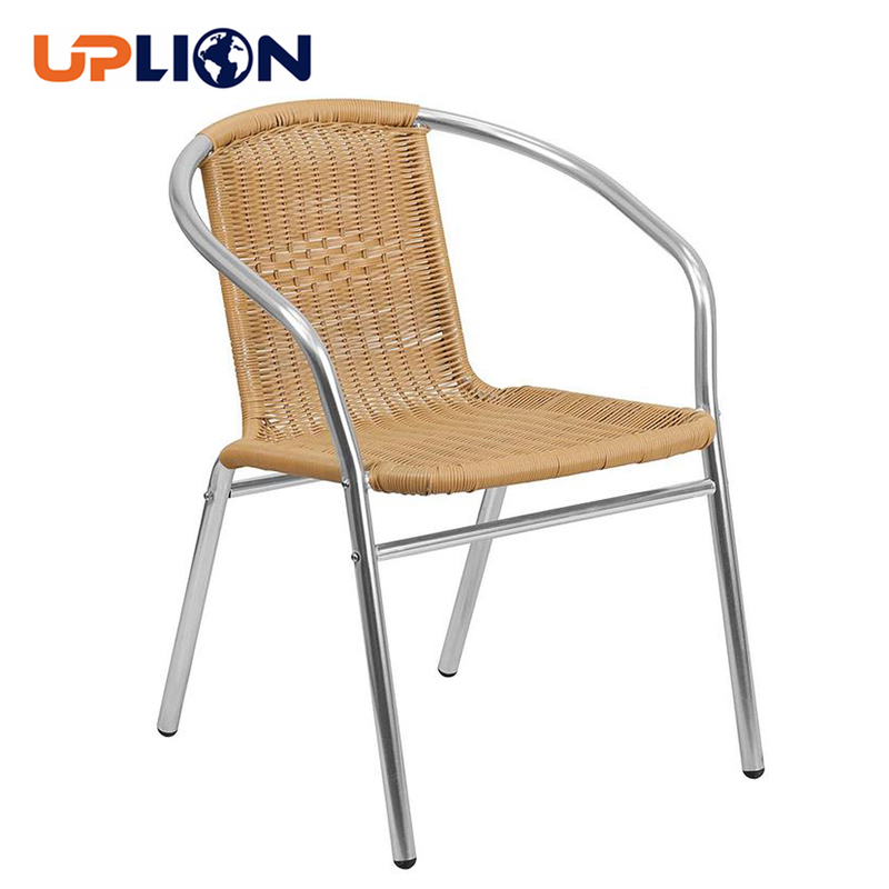 Uplion Aluminum Indoor-outdoor Rattan Coffee Bistro Chair Restaurant Patio Stackable Dining Chair
