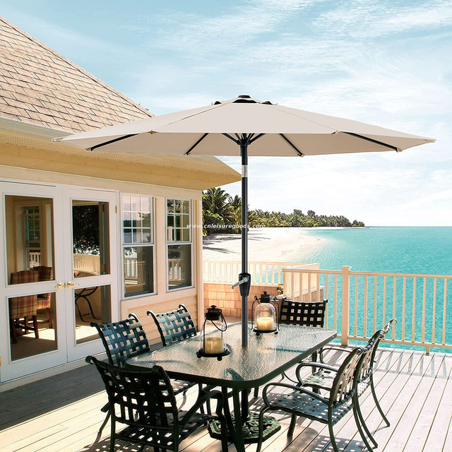Uplion Wholesale 10ft Beige Outdoor Market Sun Garden Patio Table Umbrella Parasol for Restaurant