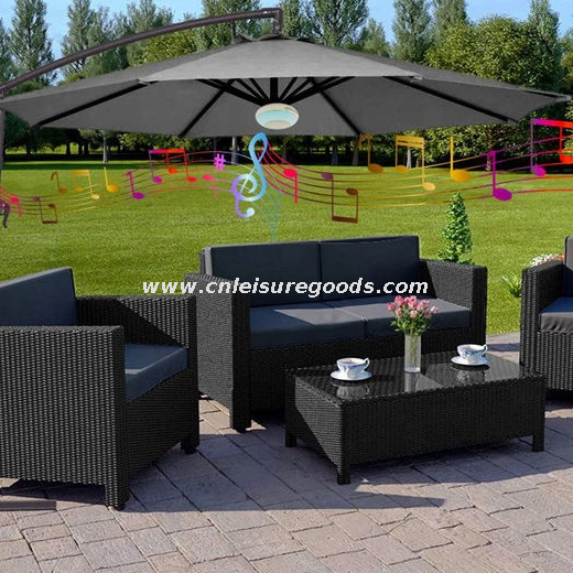 Uplion Outdoor Patio Umbrella with Blue Tooth Speaker Garden Umbrella with Light