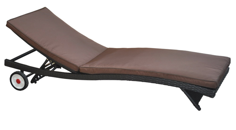 Uplion outdoor furniture beach sunbed rattan chaise lounge with wheel garden pool wicker daybed