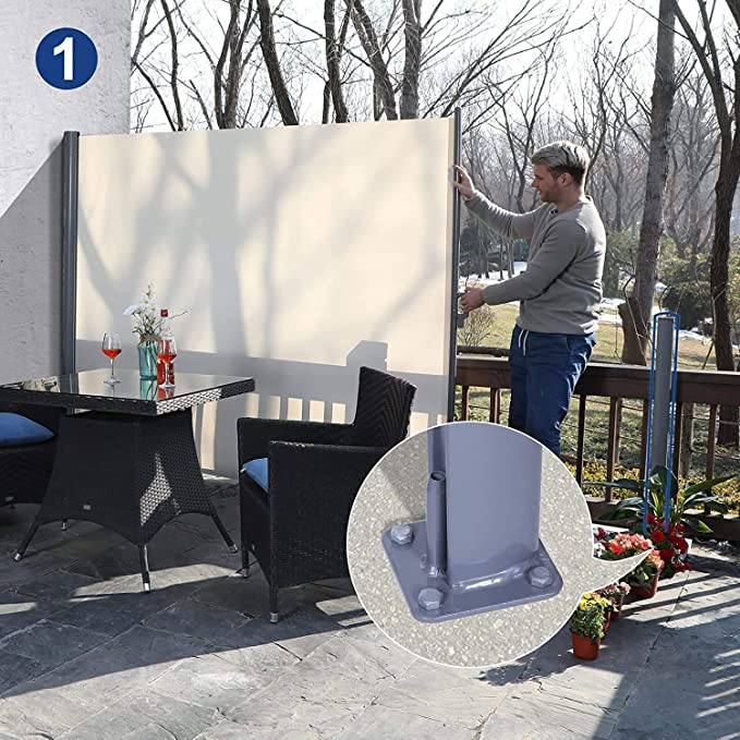 Aluminum Garden Patio Retractable Side Screen Awning Privacy Divider Folding Waterproof Side Awning