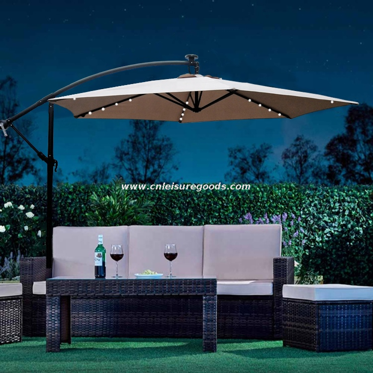 Uplion Sun Garden Hanging Patio Umbrella Outdoor Solar Led Parasol