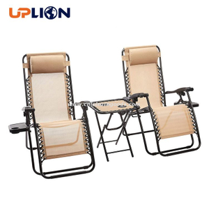 Uplion Outdoor Adjustable Zero Gravity Folding Reclining Teslin Lounge Chair With Side Table And Pillow