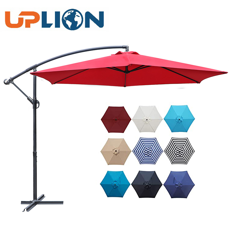 Uplion 10ft Side Hanging Cantilever Waterproof Patio Umbrellas Market Banana Sun Umbrella Garden Outdoor Parasol