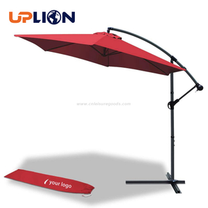 Uplion Garden Furniture Offset Cantilever Umbrella Outdoor Market Hanging Umbrella with Cross Base