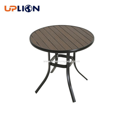 Uplion Patio Waterproof Dining Table Plastic Wood Outdoor Restaurant Tables Aluminum Garden Table Chair Set