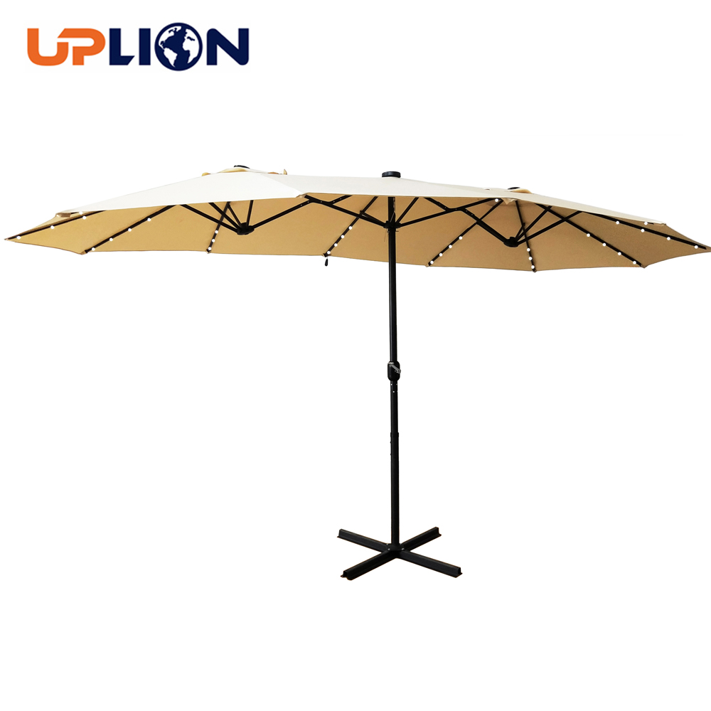 Uplion 15ft Outdoor Sun Garden Parasol Umbrella Twin Patio Garden Double-Sided Umbrella Sunshade Umbrella Parasol