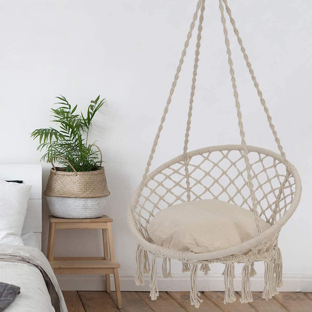 Uplion Interior Exterior Jard&iacute;n Beige Patio Hamaca Silla Columpio Colgante