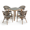 Uplion Garden furniture aluminum bistro cafe table outdoor bamboo look coffee dining table