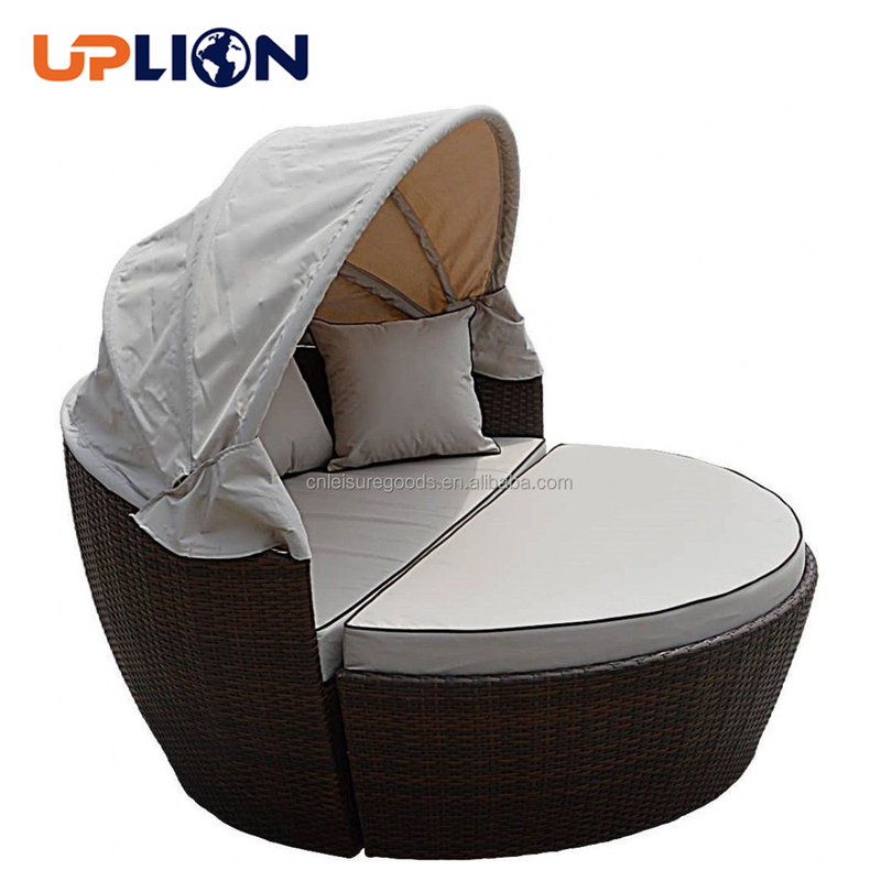 Uplion Garden Furniture Outdoor Rattan Daybed Sectional Sofa Set Wicker Luxury Chaise Lounge