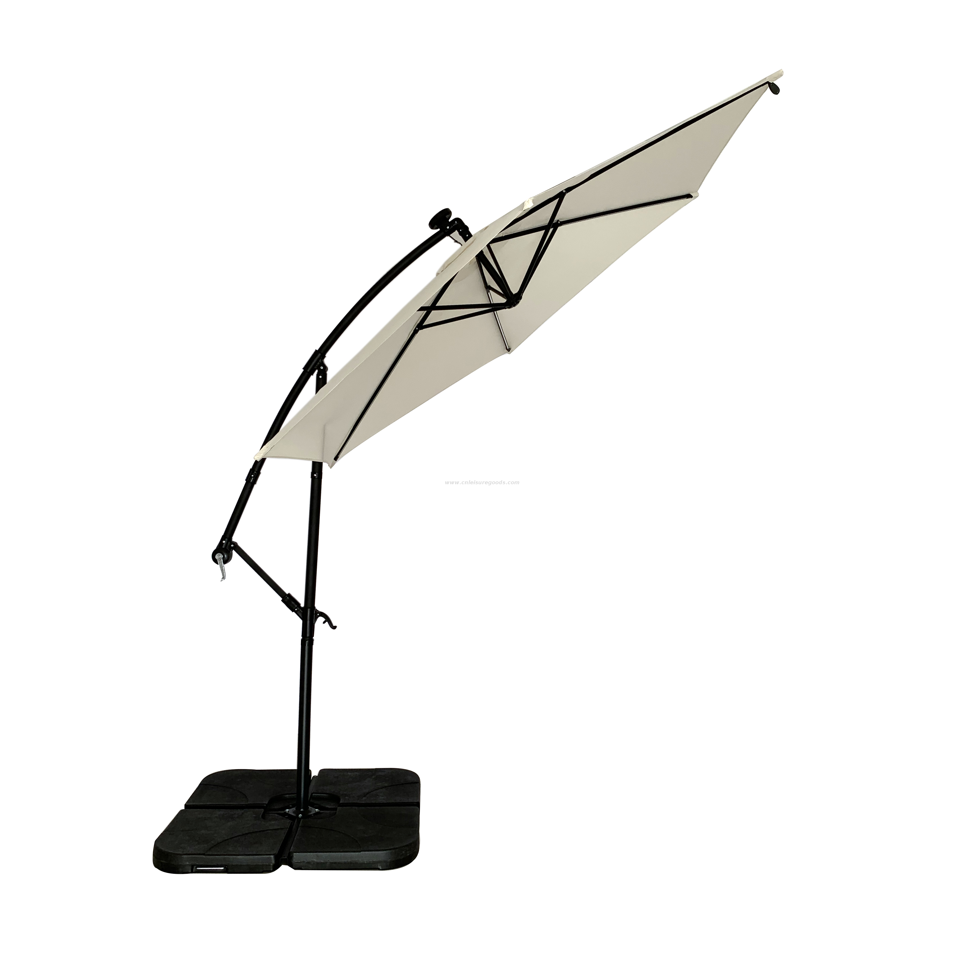 Uplion 10ft Large Round Market Patio Solar LED Light Umbrella Garden Parasol Outdoor Cantilever Umbrella