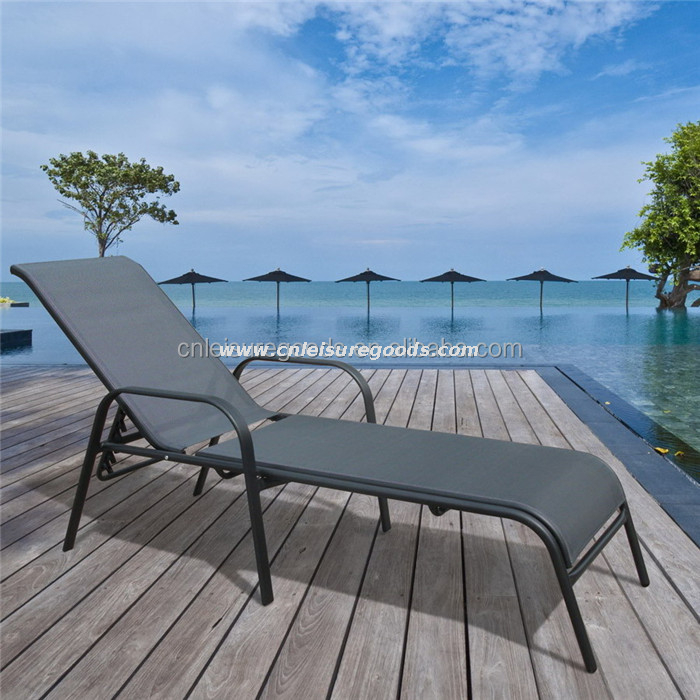 Uplion Garden Furniture Steel Frame Sling Fabric Swimming Pool Sunbed Outdoor Sun Lounger