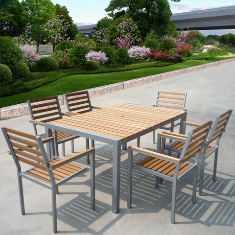 Uplion ensemble de Table &agrave; manger de luxe 6 places ensemble de meubles de jardin Table &agrave; manger et chaises de Patio