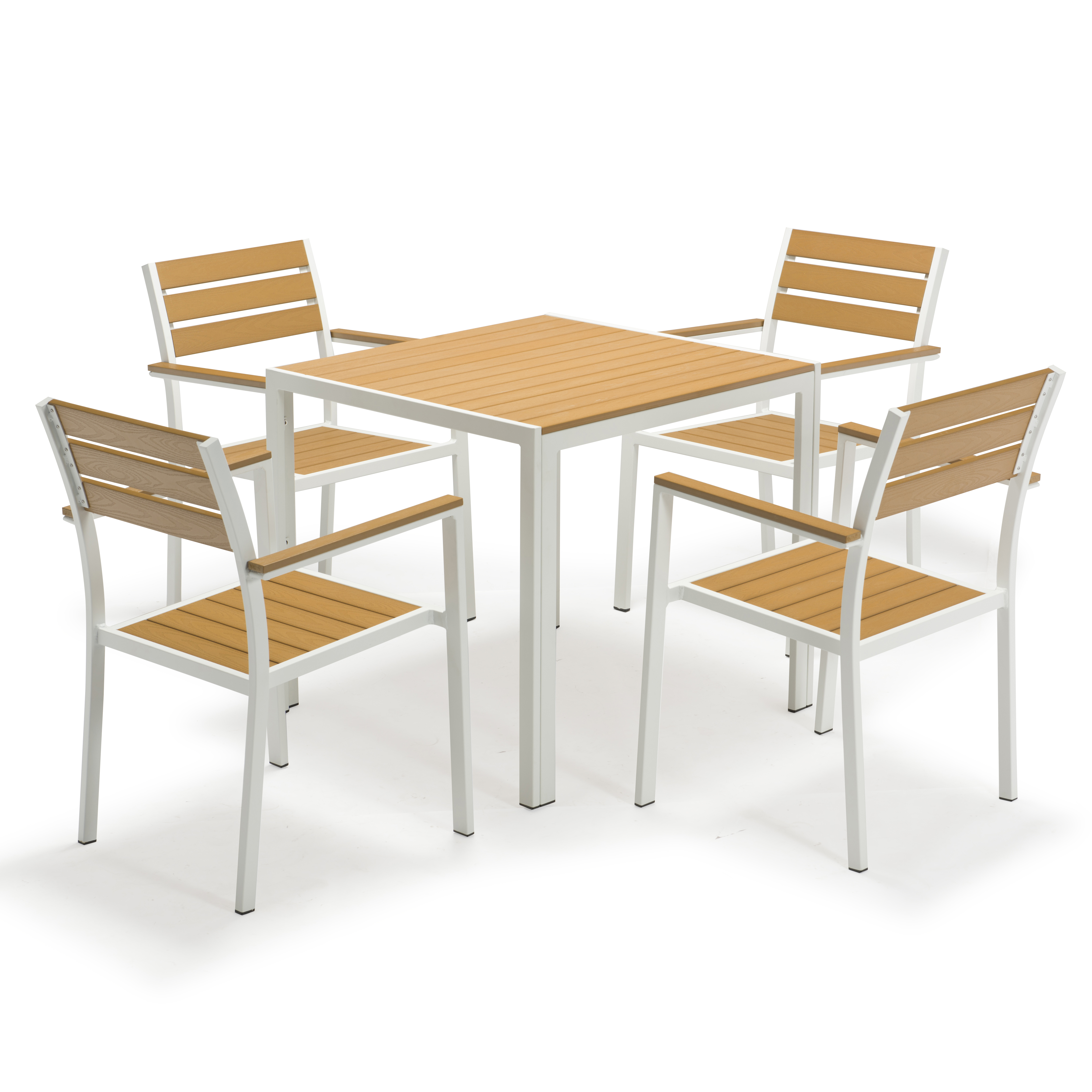 Courtyard Plastic Wood Terrace Outdoor Tables and Chairs